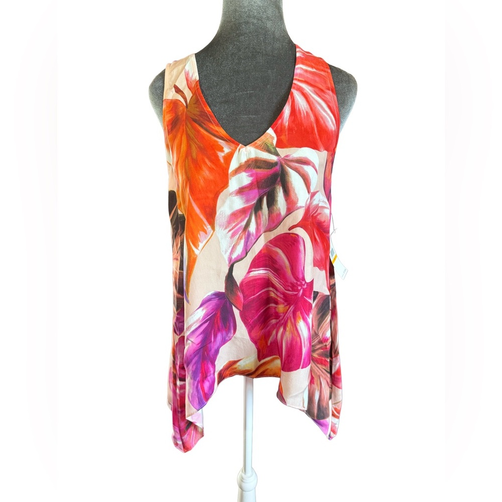 Karen Kane Vibrant Floral Tank Top - Red, Pink, Orange‎